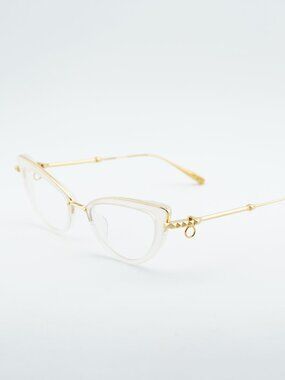 Valentino V-DAYDREAM VLX-123C-CH Eyeglasses Ivory/Gold 51mm Cat Eye Frame
